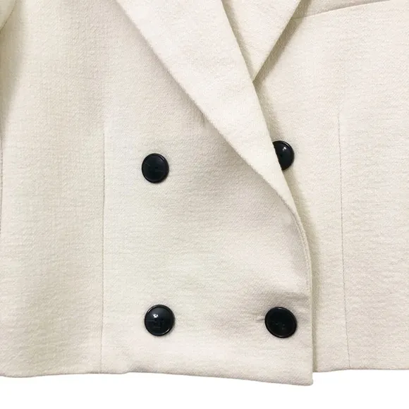 Anthropologie | Cropped Double Breasted Cream Maeve Blazer Small