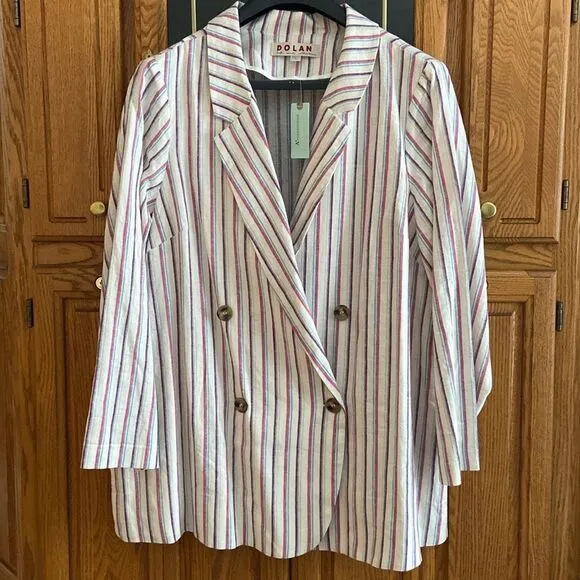 Anthropologie Dolan Anna Double - Breasted Linen Blend Blazer