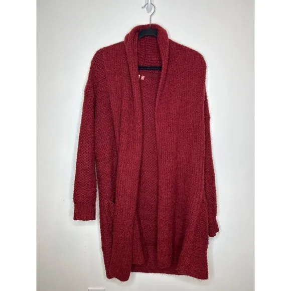 Anthropologie Pilcro and the Letterpress Eyelash Cardigan Sweater Wine Size Smal