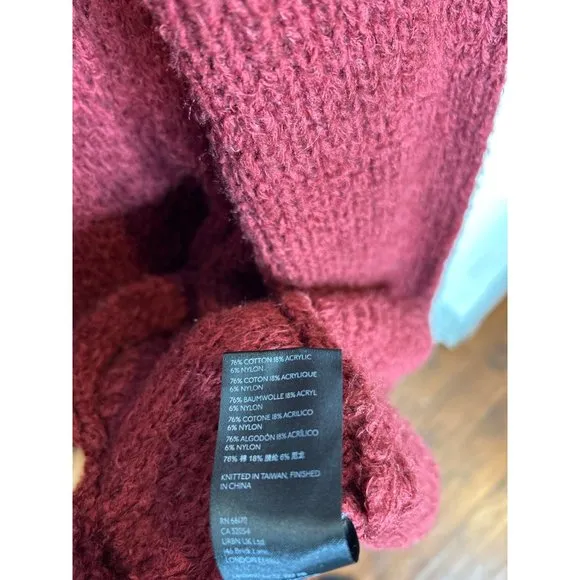 Anthropologie Pilcro and the Letterpress Eyelash Cardigan Sweater Wine Size Smal