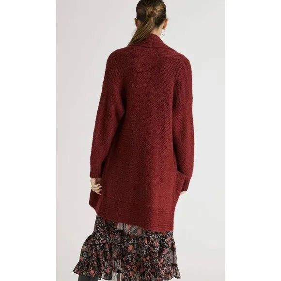 Anthropologie Pilcro and the Letterpress Eyelash Cardigan Sweater Wine Size Smal