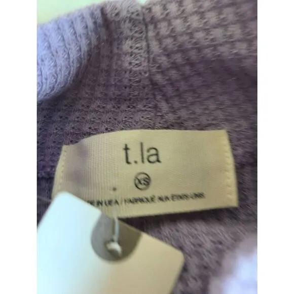 Anthropologie T.la Cardigan Sweater Womens XS Purple Waffle Knit Thermal Casual