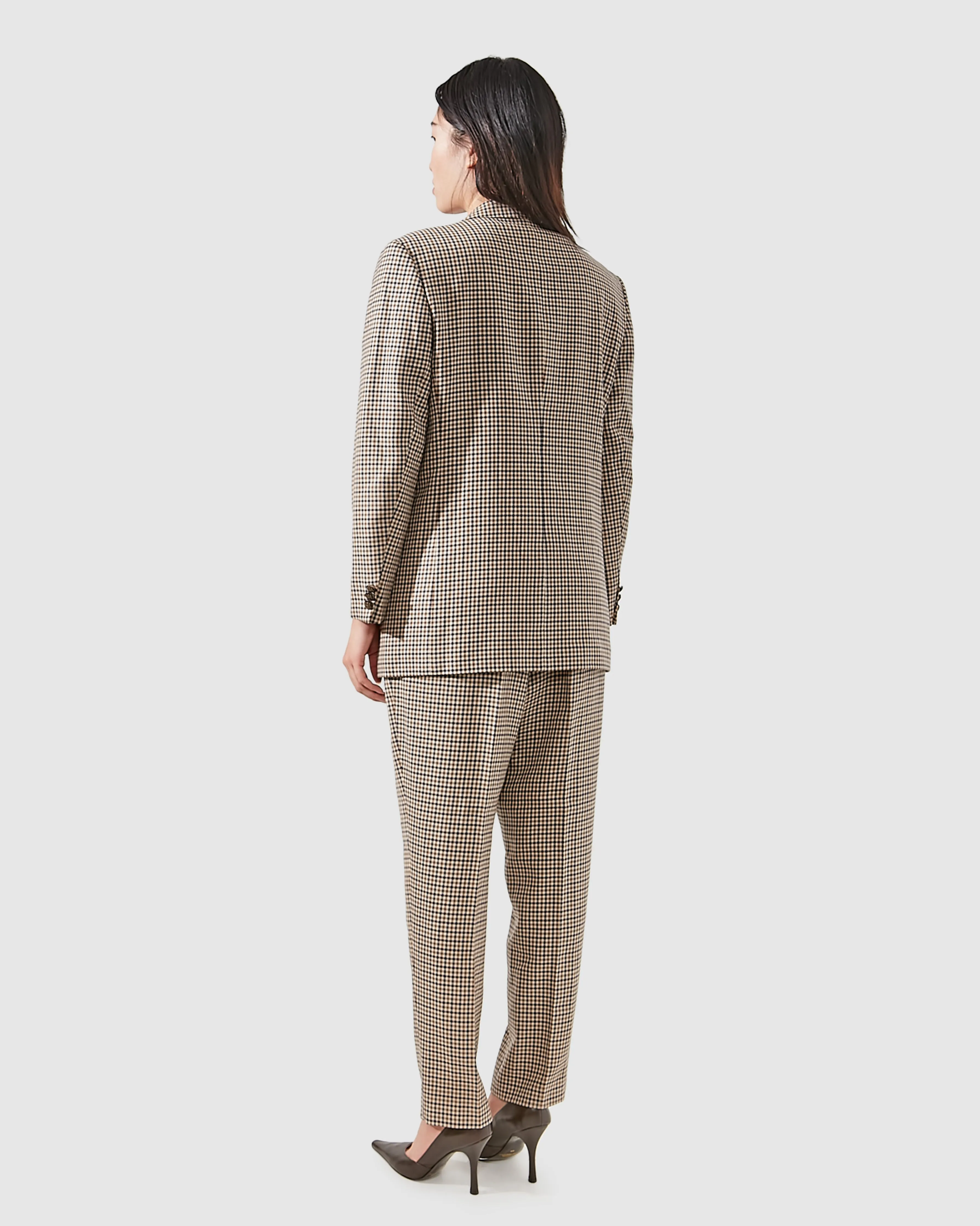 Aquascutum Beige Houndstooth Double Breast Blazer - 8