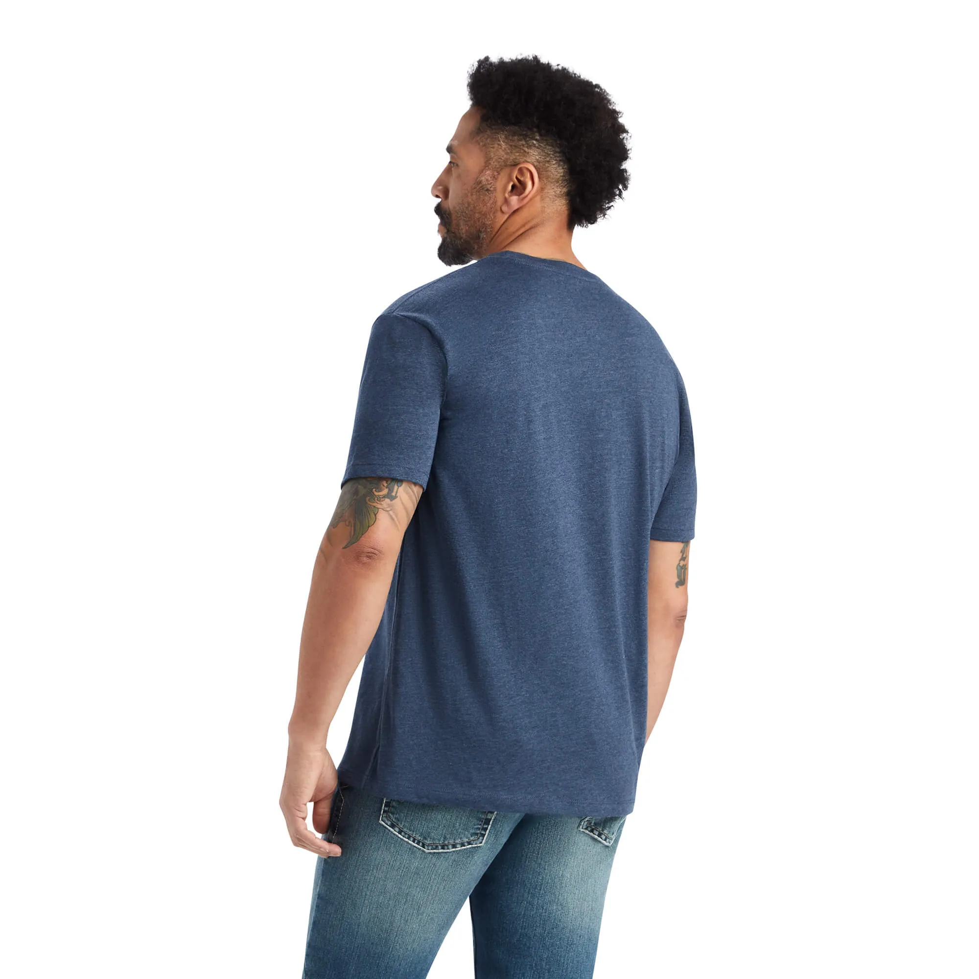 Ariat Mens Script Flag SS Tee Navy Heather