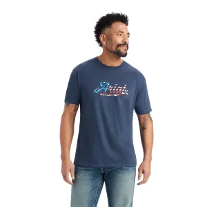 Ariat Mens Script Flag SS Tee Navy Heather