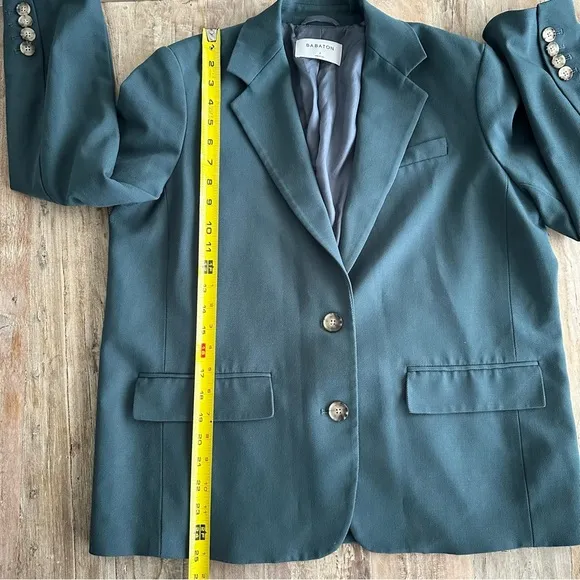 Aritzia Babaton Wool Blend Blazer Oversized Boxy Culpro Lining Green SZ 1/M EUC