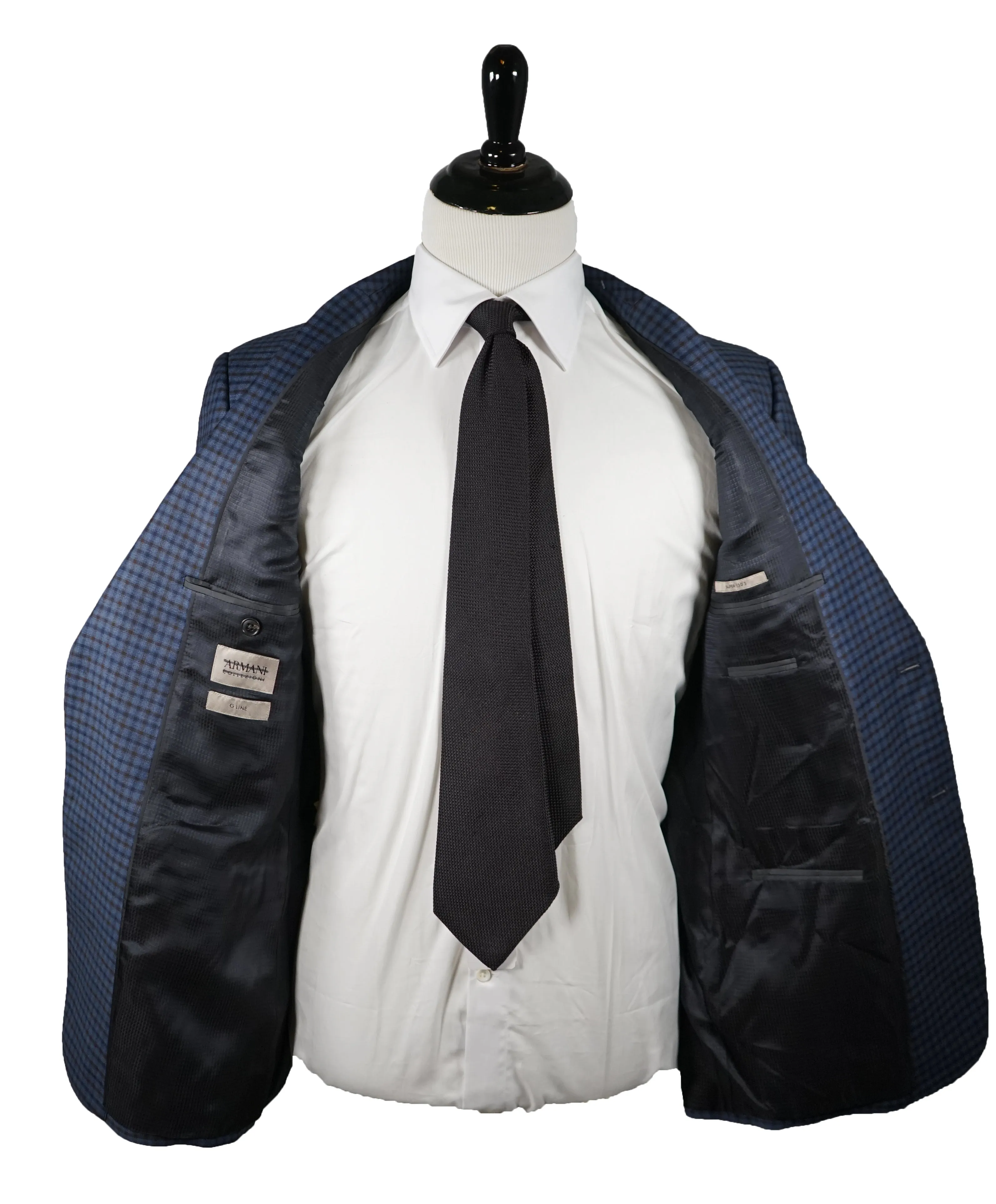 ARMANI COLLEZIONI - “G Line” 130’s Blue & Brown Check Blazer  - 40R