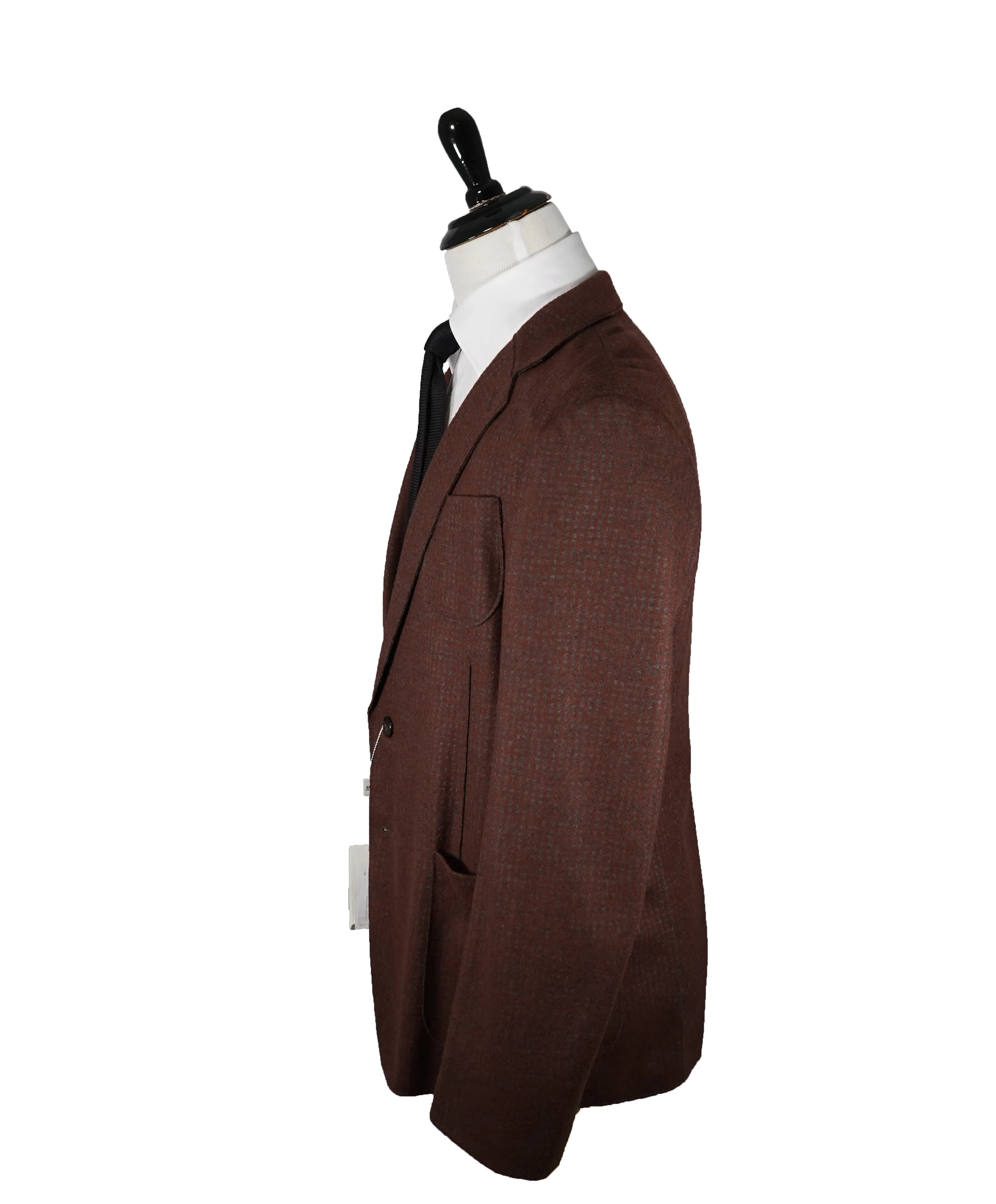 ARMANI COLLEZIONI - Unlined Burgundy & Gray Microcheck Blazer - 42R