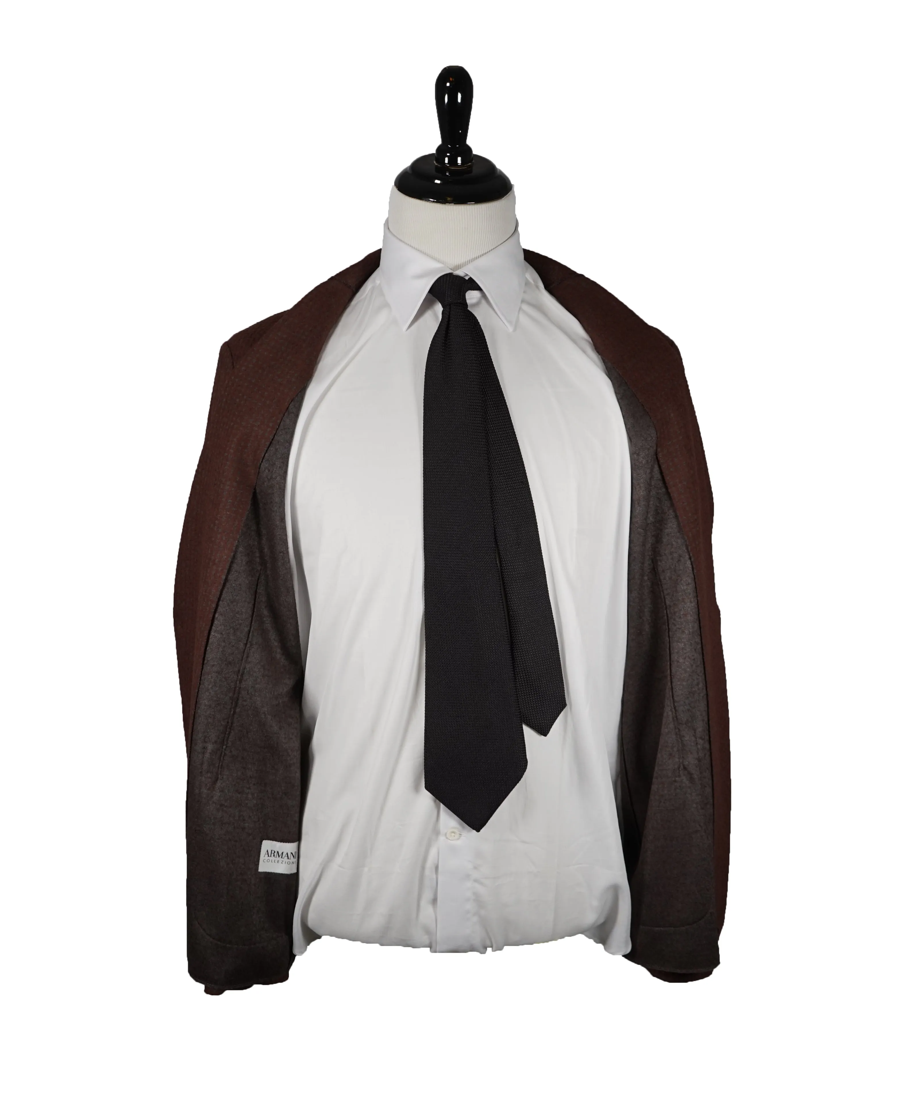 ARMANI COLLEZIONI - Unlined Burgundy & Gray Microcheck Blazer - 42R