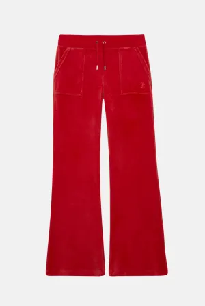ASTOR RED LOW RISE FLARE CLASSIC VELOUR TRACK PANT