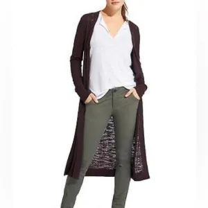 Athleta Maven Long Wrap Shale Brown Long Duster Cardigan Sweater