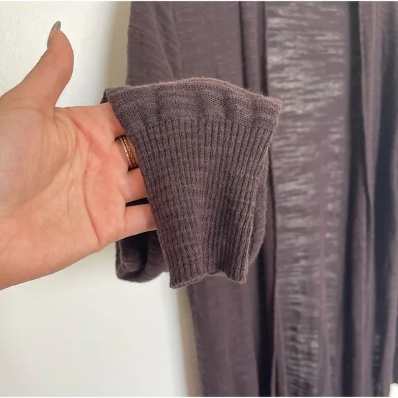 Athleta Maven Long Wrap Shale Brown Long Duster Cardigan Sweater