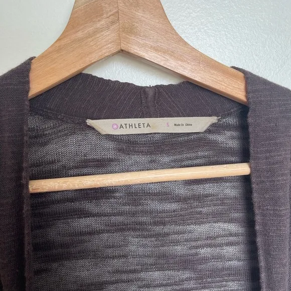 Athleta Maven Long Wrap Shale Brown Long Duster Cardigan Sweater
