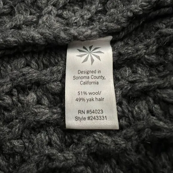 Athleta Saturday Wool Yak Chunky Soft Open Cardigan Sweater Dark Gray S