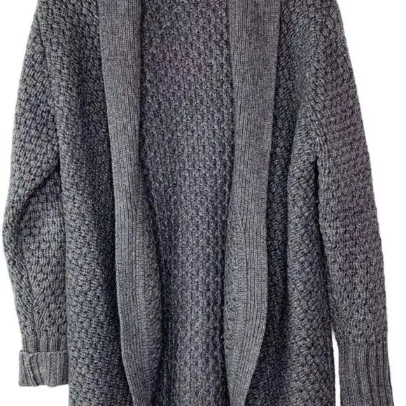 Athleta Saturday Wool Yak Chunky Soft Open Cardigan Sweater Dark Gray S