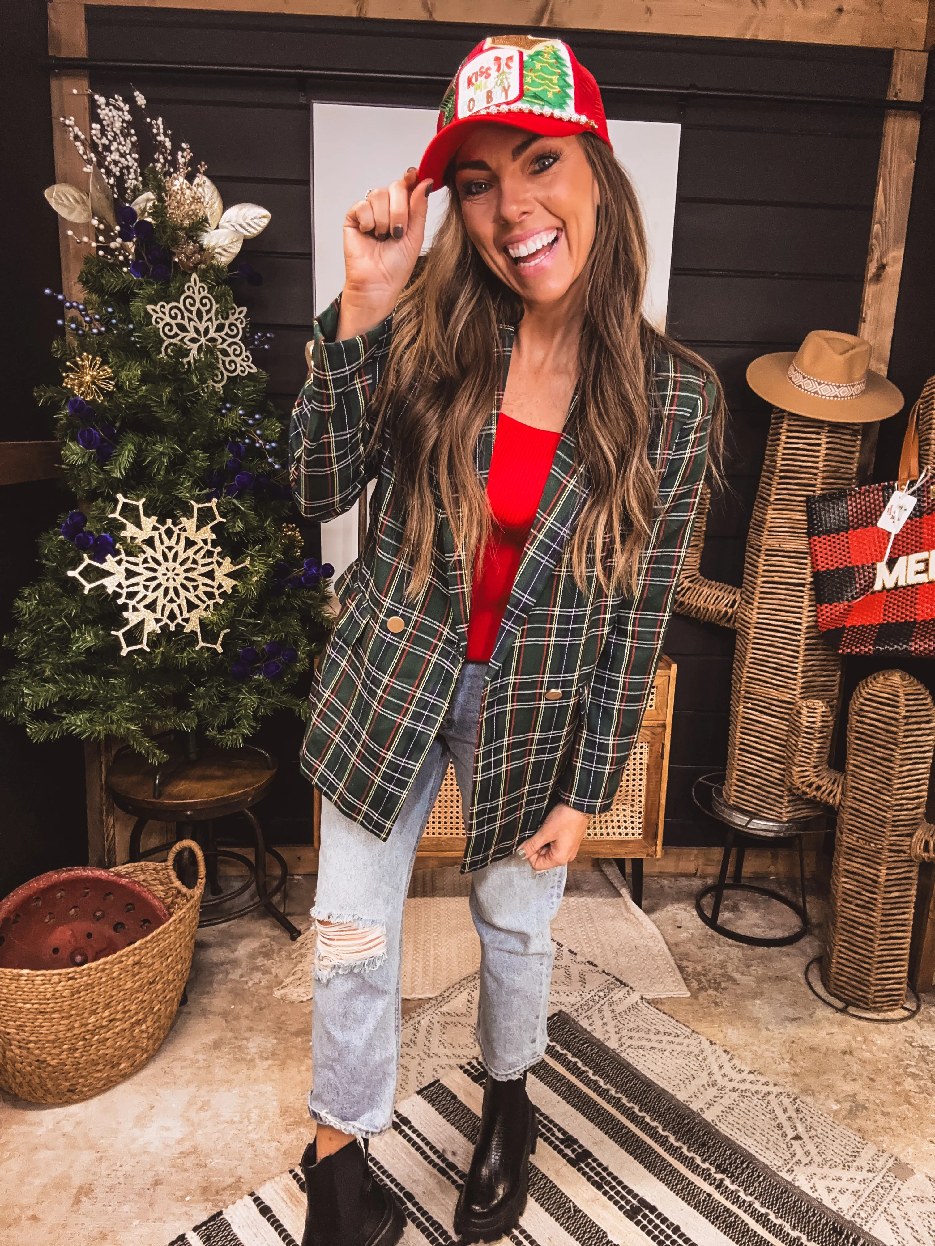 Attention Plaid Blazer