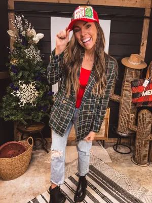 Attention Plaid Blazer