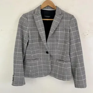 BANANA REPUBLIC black and white classic fit plaid blazer