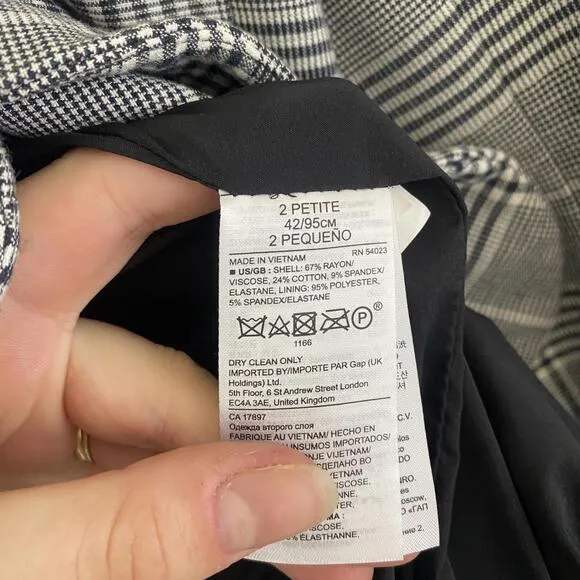 BANANA REPUBLIC black and white classic fit plaid blazer