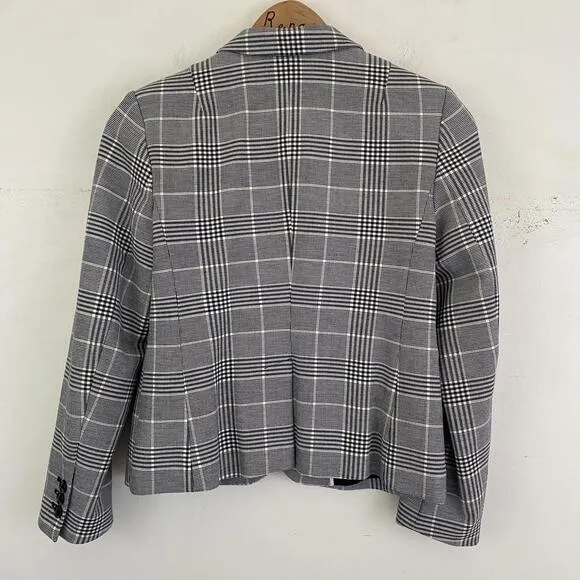 BANANA REPUBLIC black and white classic fit plaid blazer