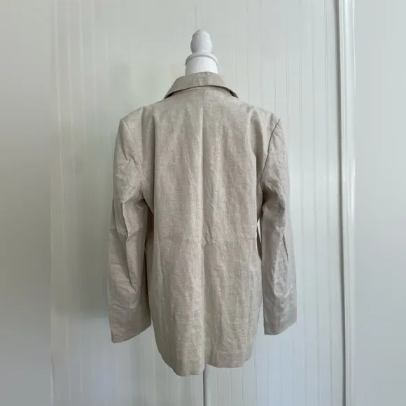BANANA REPUBLIC Linen-Blend Double Breasted Blazer in Flax Size 14