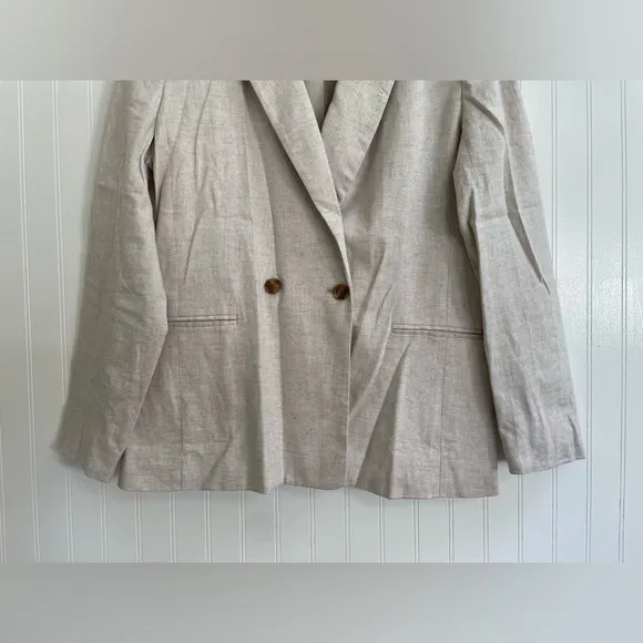 BANANA REPUBLIC Linen-Blend Double Breasted Blazer in Flax Size 14