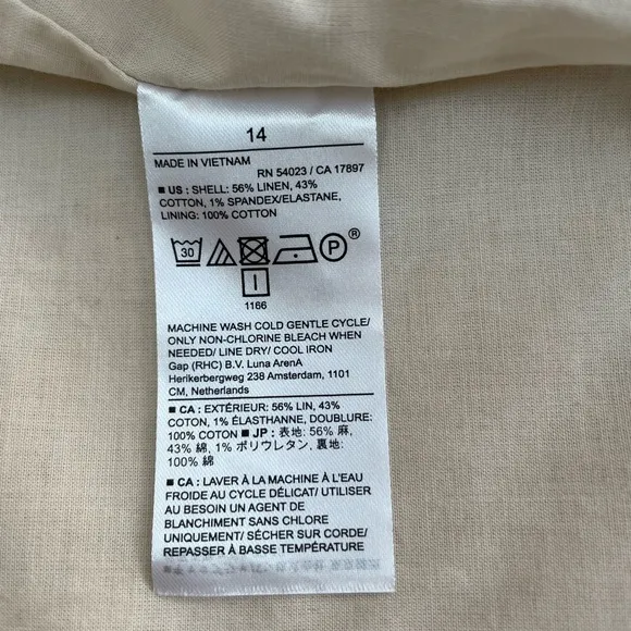 BANANA REPUBLIC Linen-Blend Double Breasted Blazer in Flax Size 14