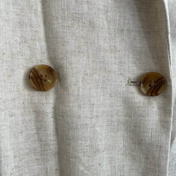 BANANA REPUBLIC Linen-Blend Double Breasted Blazer in Flax Size 14