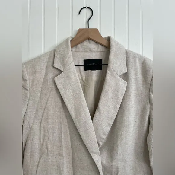 BANANA REPUBLIC Linen-Blend Double Breasted Blazer in Flax Size 14