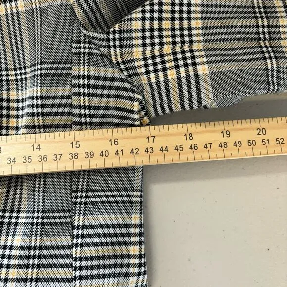 Banana Republic Women's Size 2 Gray Double Breasted Plaid Cadet Blazer Jacket