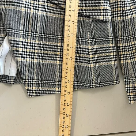 Banana Republic Women's Size 2 Gray Double Breasted Plaid Cadet Blazer Jacket