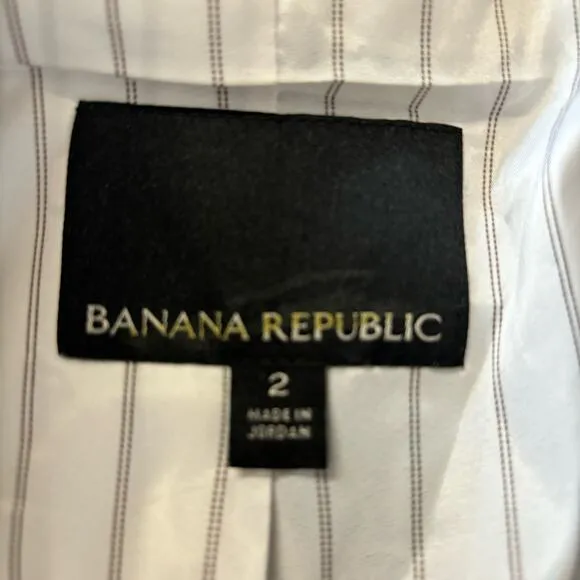 Banana Republic Women's Size 2 Gray Double Breasted Plaid Cadet Blazer Jacket