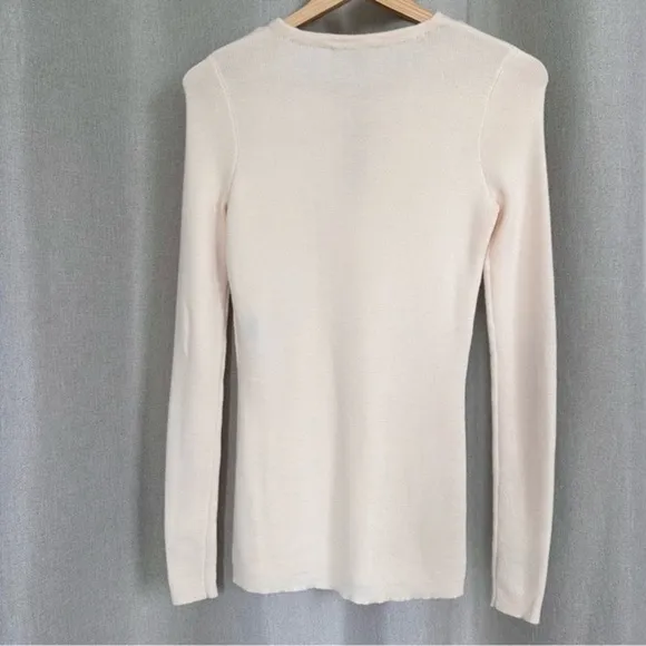 Barbara Bui V-neck Longsleeve Lightweight Ivory Soft Sweater XS
