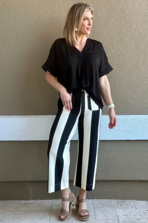 Be Bold Striped Black Cropped Pant