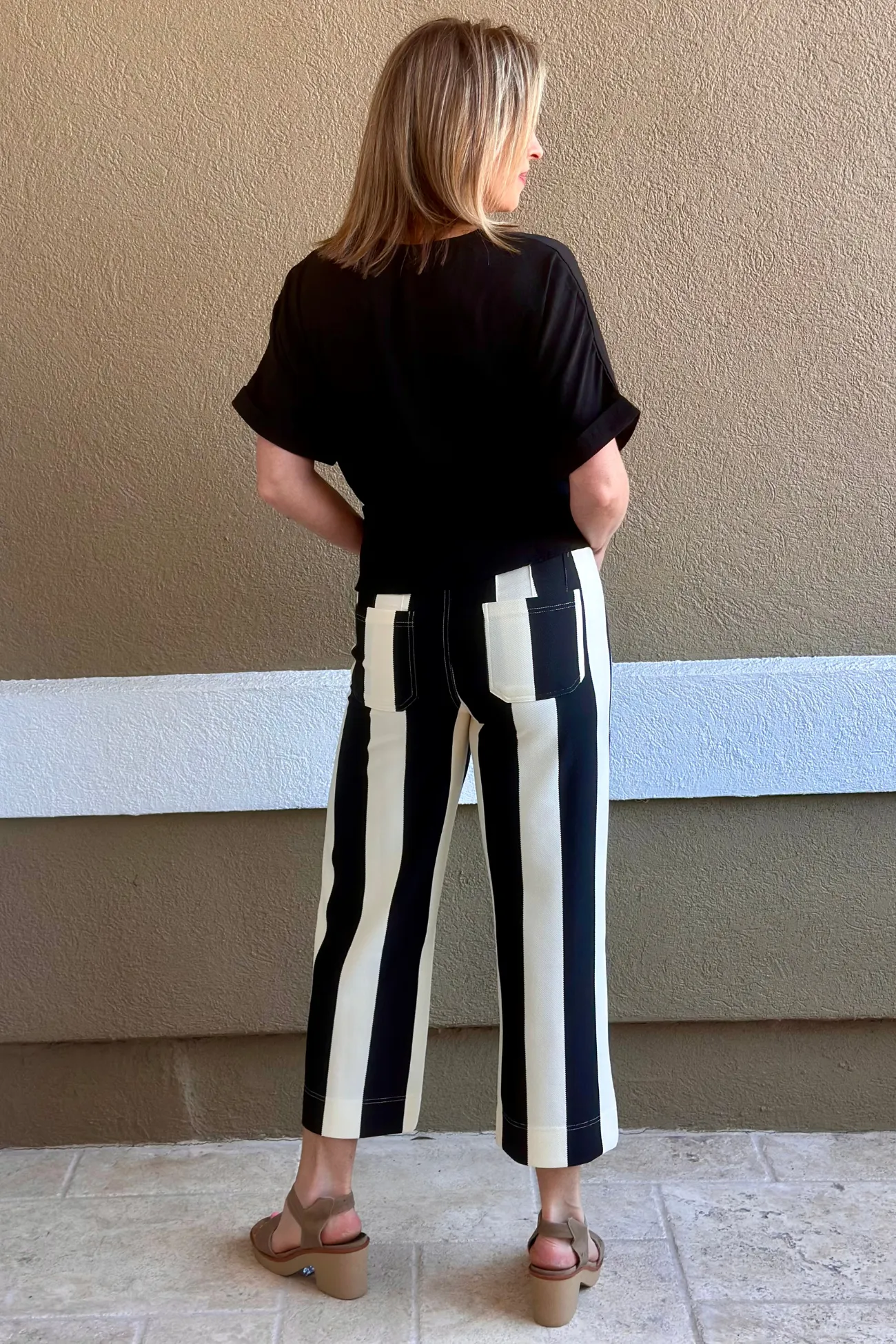 Be Bold Striped Black Cropped Pant