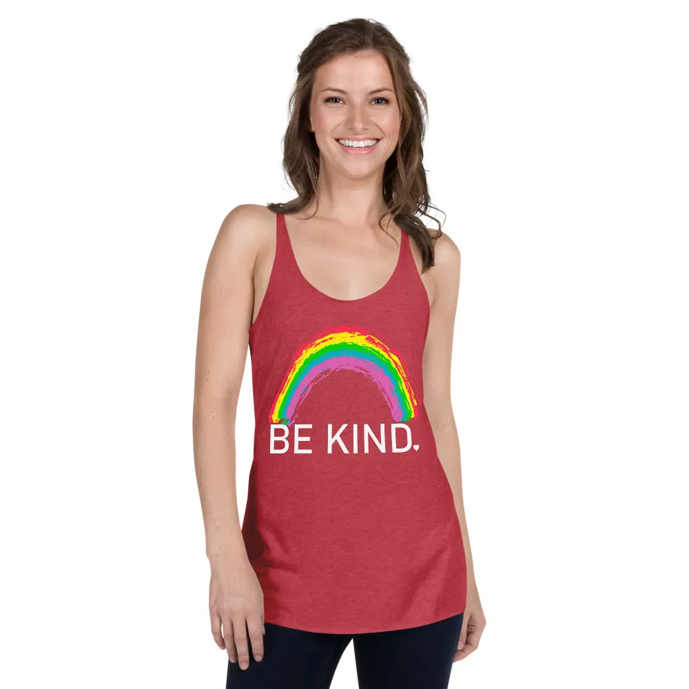 Be Kind Womens Graphic Raceback Tank