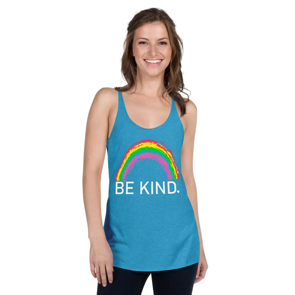 Be Kind Womens Graphic Raceback Tank