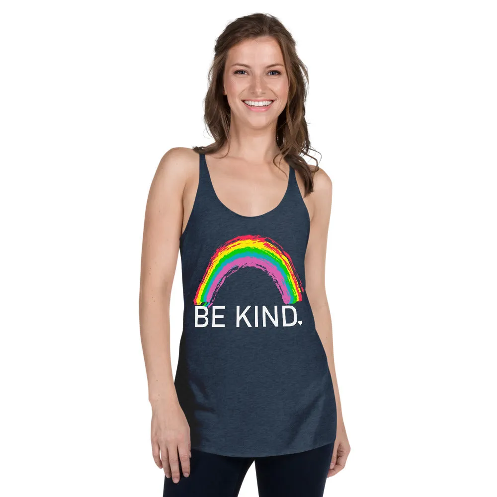 Be Kind Womens Graphic Raceback Tank