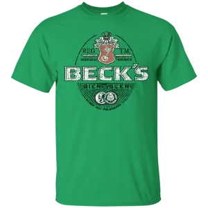 Becks Beer T-Shirt Custom Designed Color Worn Label Pattern