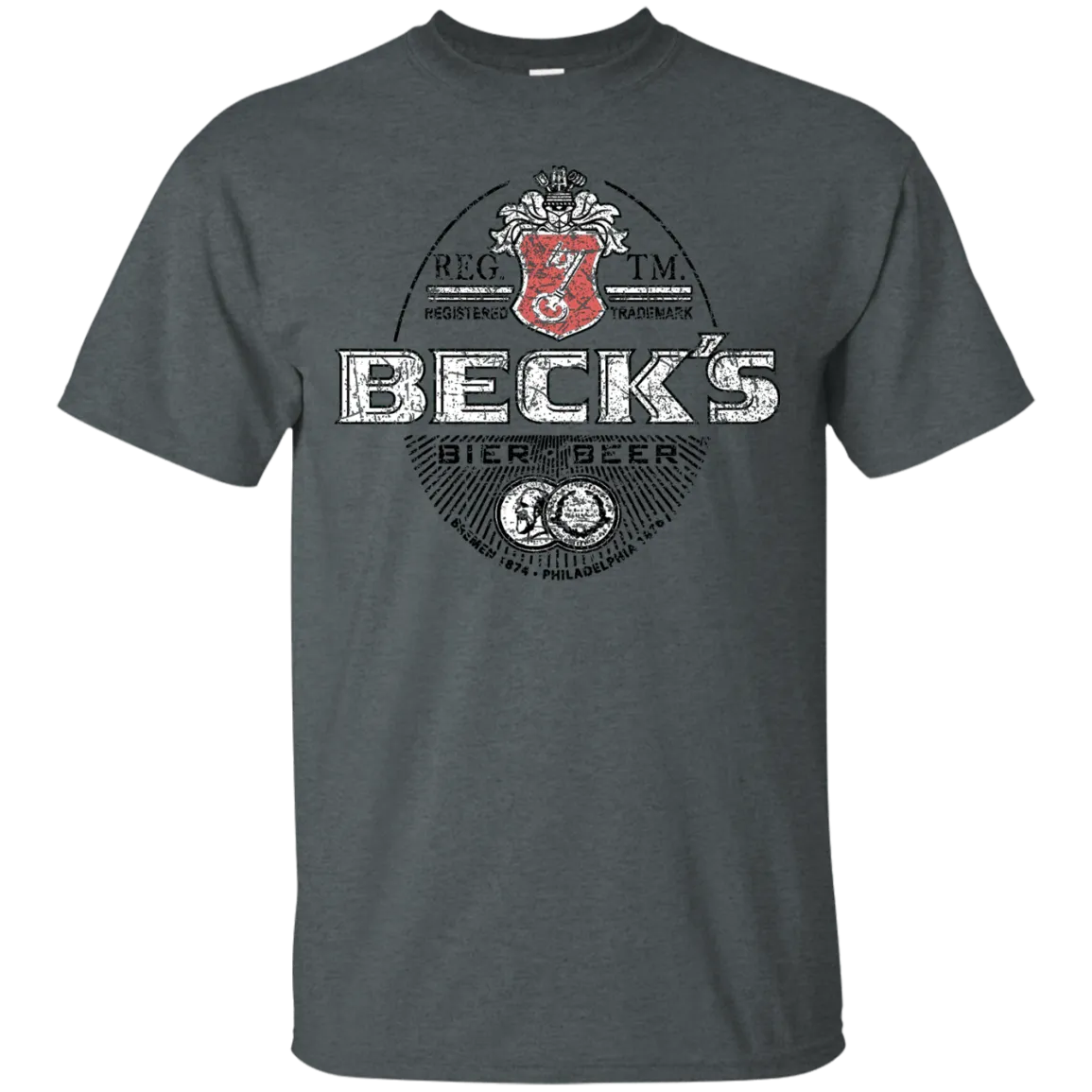 Becks Beer T-Shirt Custom Designed Color Worn Label Pattern
