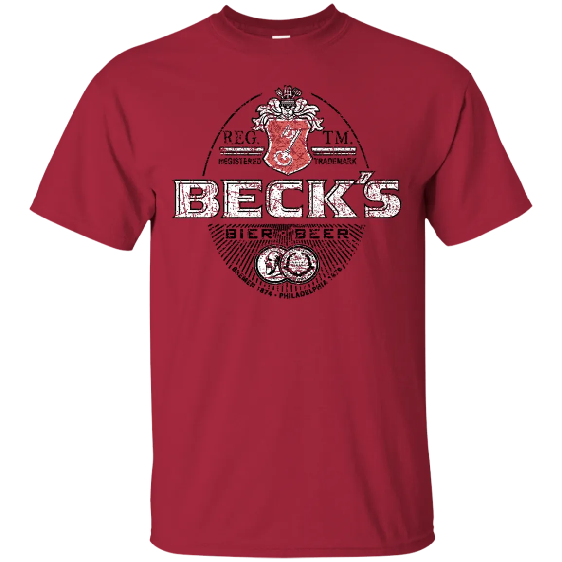 Becks Beer T-Shirt Custom Designed Color Worn Label Pattern