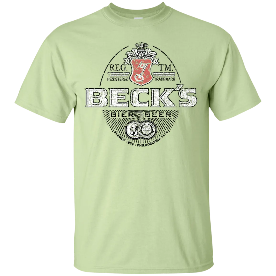 Becks Beer T-Shirt Custom Designed Color Worn Label Pattern