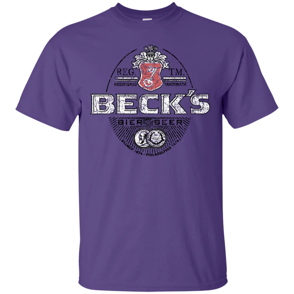 Becks Beer T-Shirt Custom Designed Color Worn Label Pattern