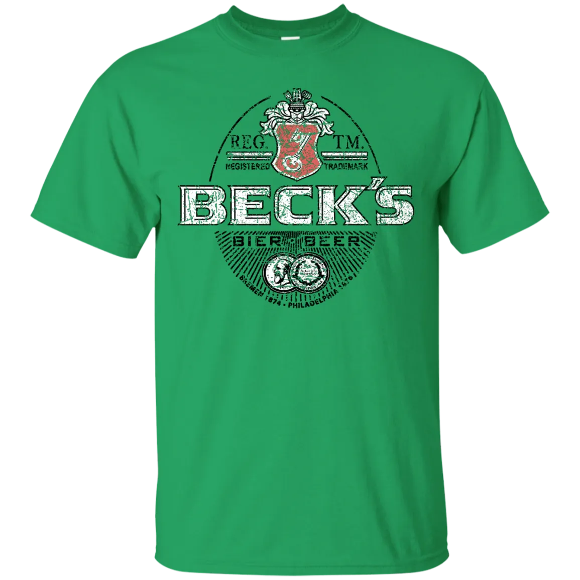 Becks Beer T-Shirt Custom Designed Color Worn Label Pattern