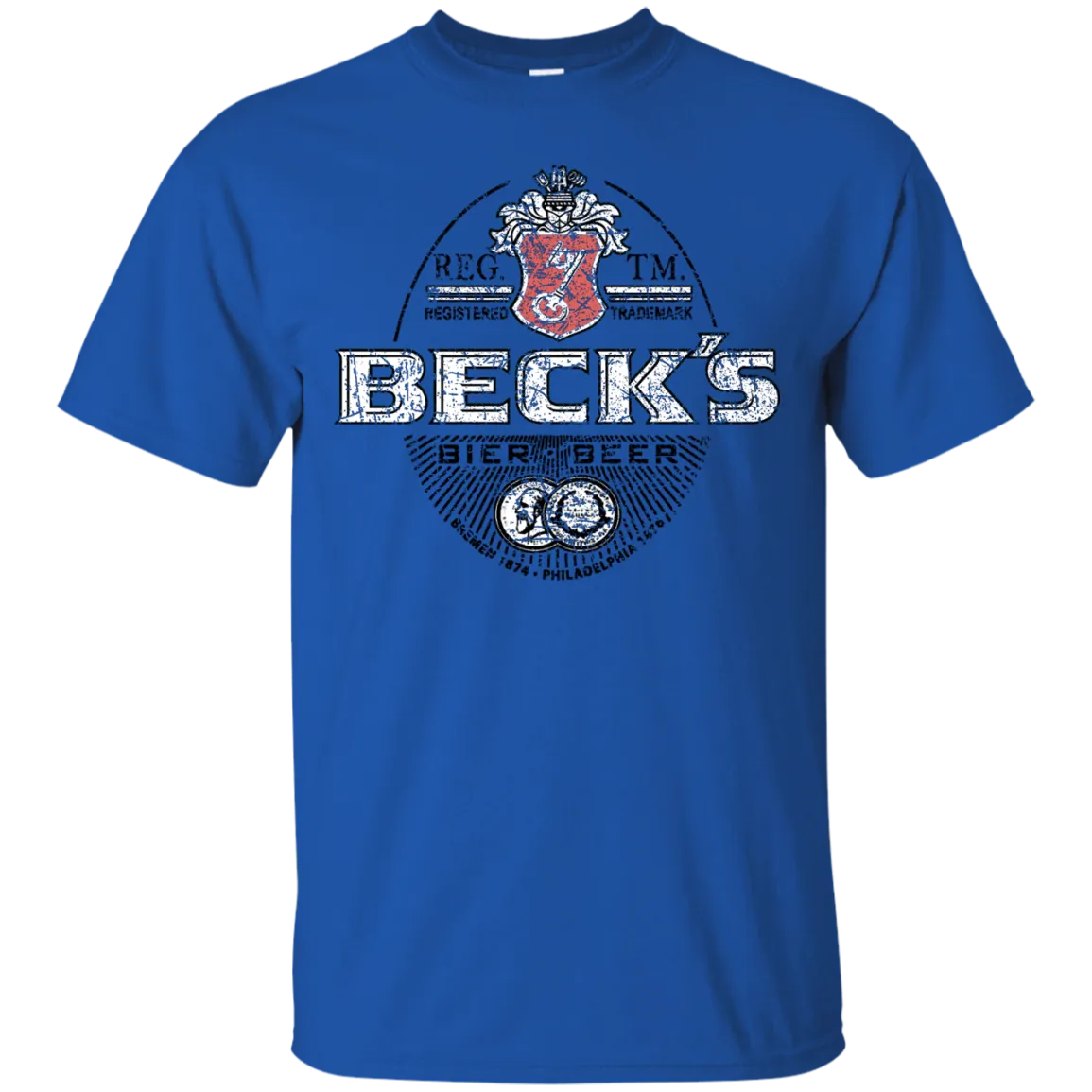 Becks Beer T-Shirt Custom Designed Color Worn Label Pattern