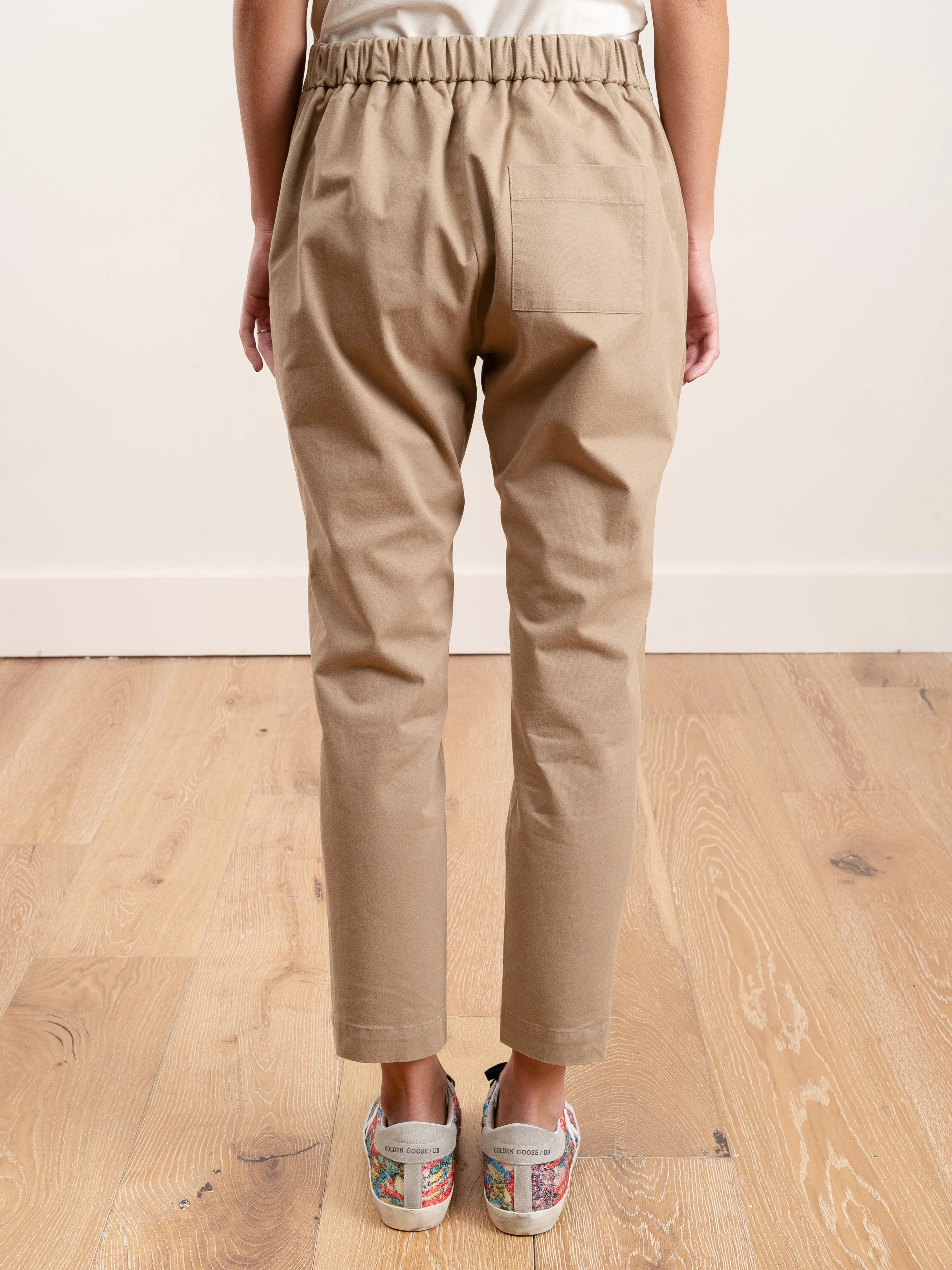 beige cotton pullup pant