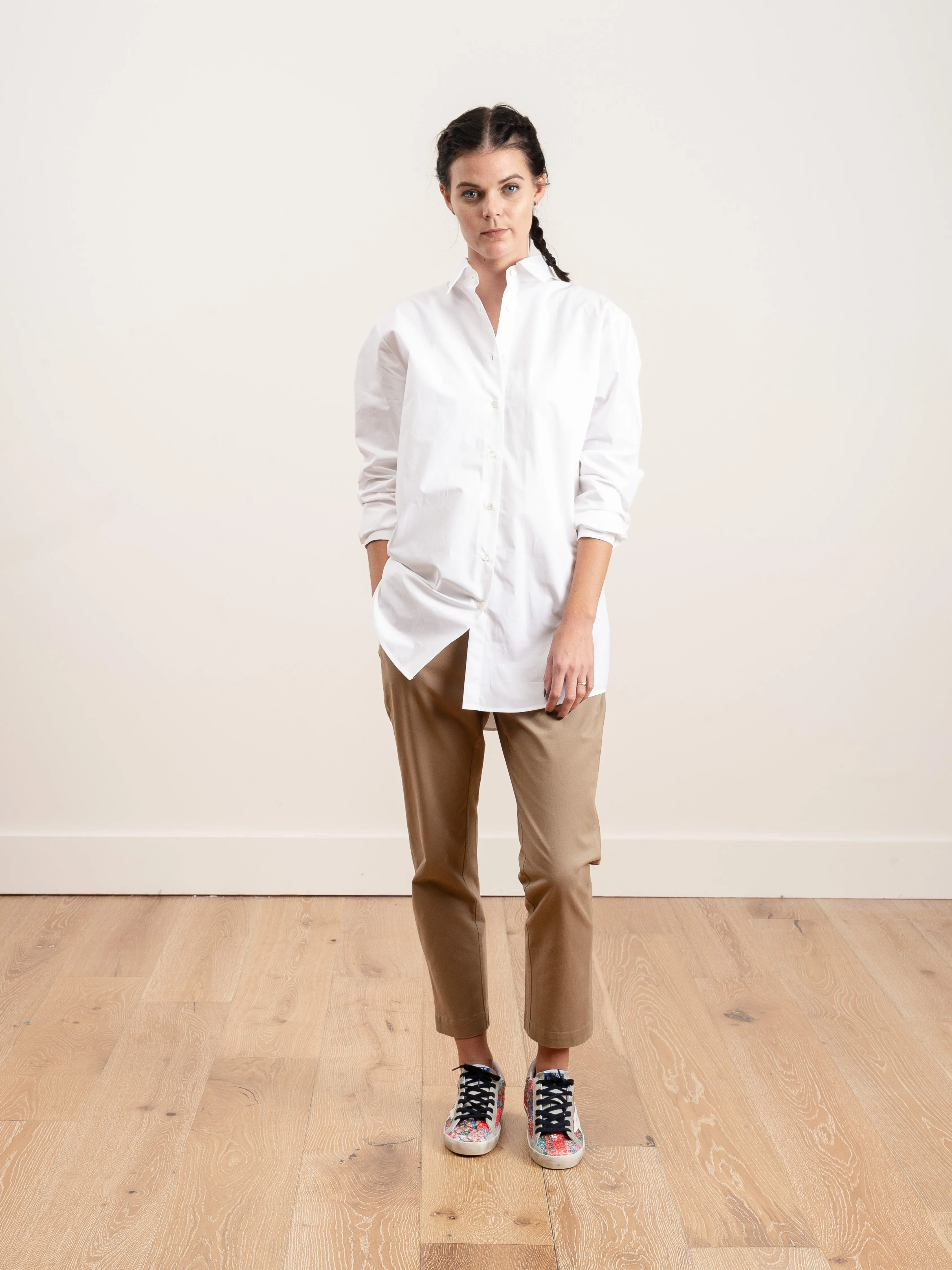 beige cotton pullup pant
