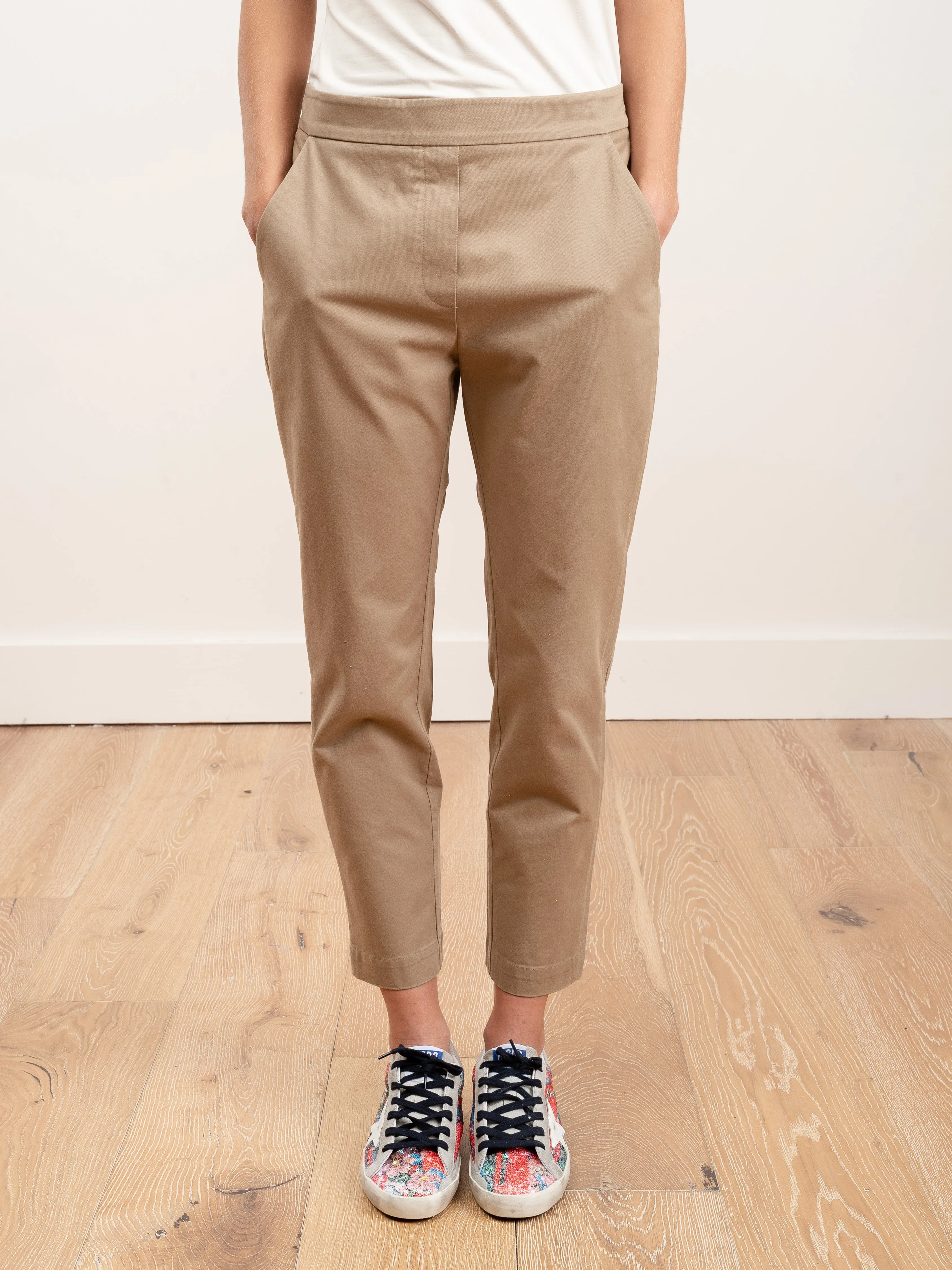beige cotton pullup pant
