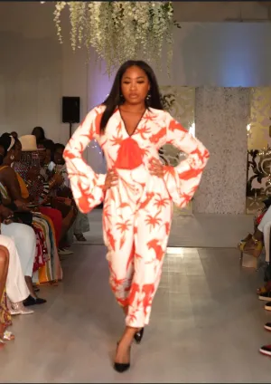 Bird Print Jumpsuit