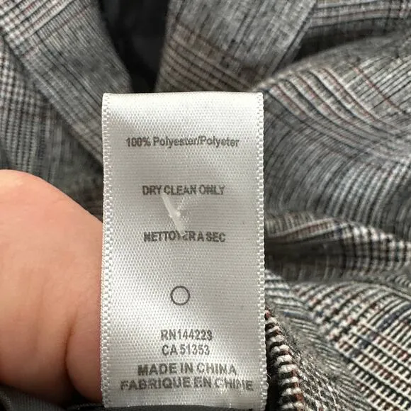 BISHOP   YOUNG Double Breasted Glen Plaid Oversized Blazer Gray {QQ20}